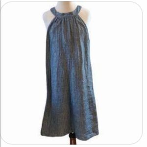 Amour Vert Light Blue Linen Sleeveless Dress Keyhole Back Closure Size Small